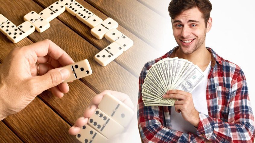 Hands Grabbing Dominoes, Guy Holding Up Cash