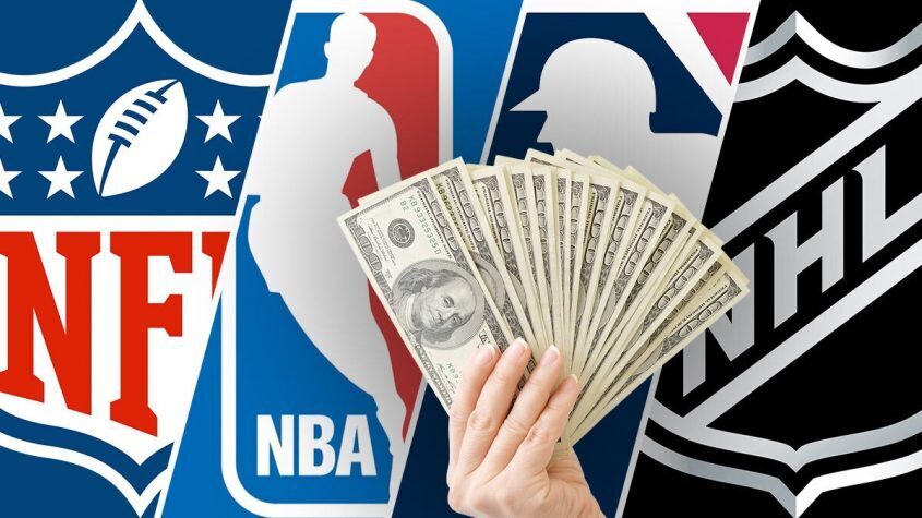 Four Major Sports Logo, Hand Holding Money