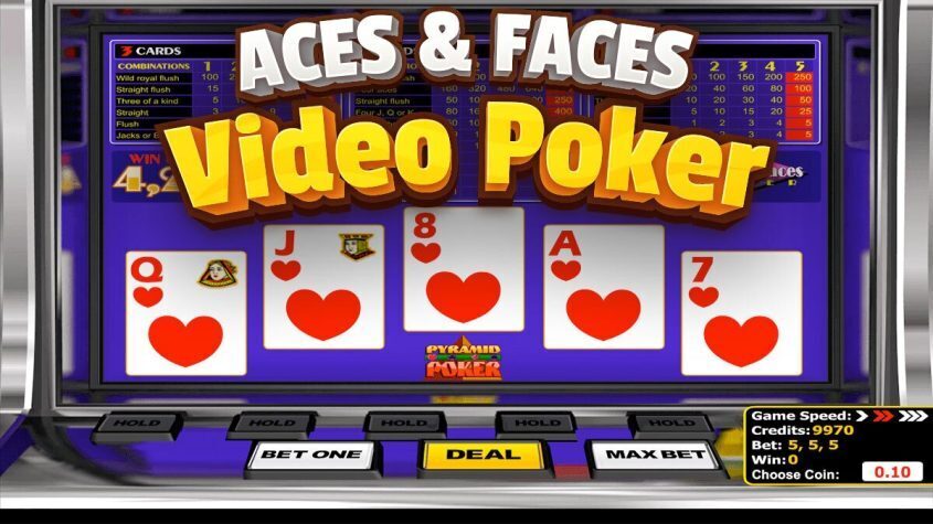 Aces and Faces Video Poker Text Over Video Poker Machine