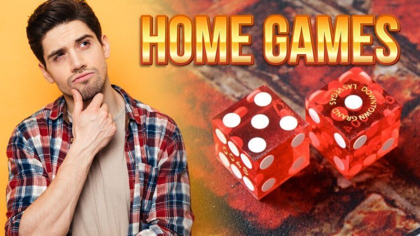 Guy Thinking, Home Games Text, Casino Red Dice