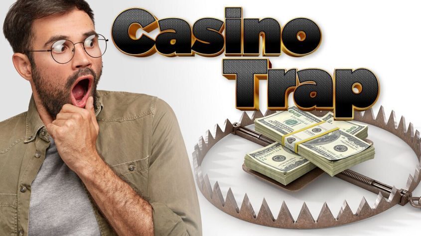 Guy Surprised, Casino Trap Text, Bear Trap With Money