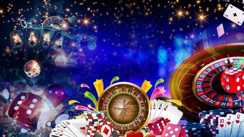 Roulette Wheel, Dice, Poker Cards