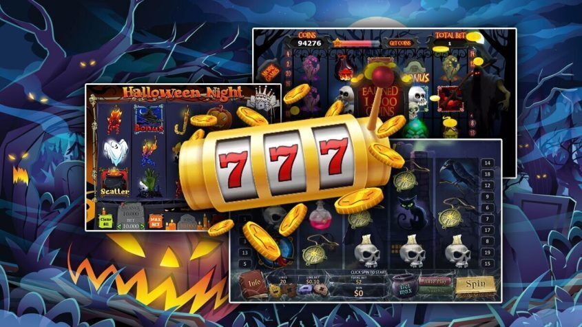 Slots, 777, Pumpkins, Halloween, Skulls, Scary, Casino, Coins